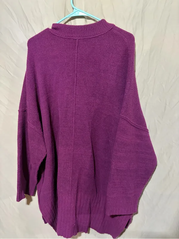 Free People High Low Plum Oversized Sweater Tunic Purple peaches - Image 5