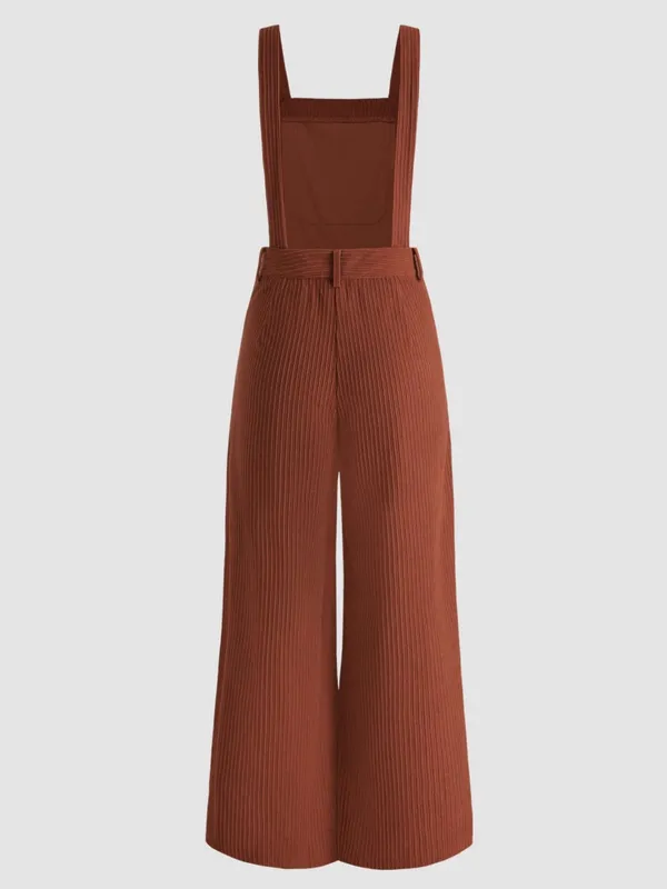 Cider Terracotta Corduroy Wide Leg Jumpsuit Orange Overalls M 70s Retro Vibe - Image 5