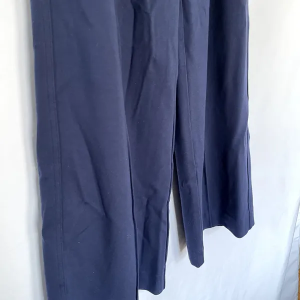 On 34th wide leg navy blue trousers elastic waist pocket women's size XS career - Image 3