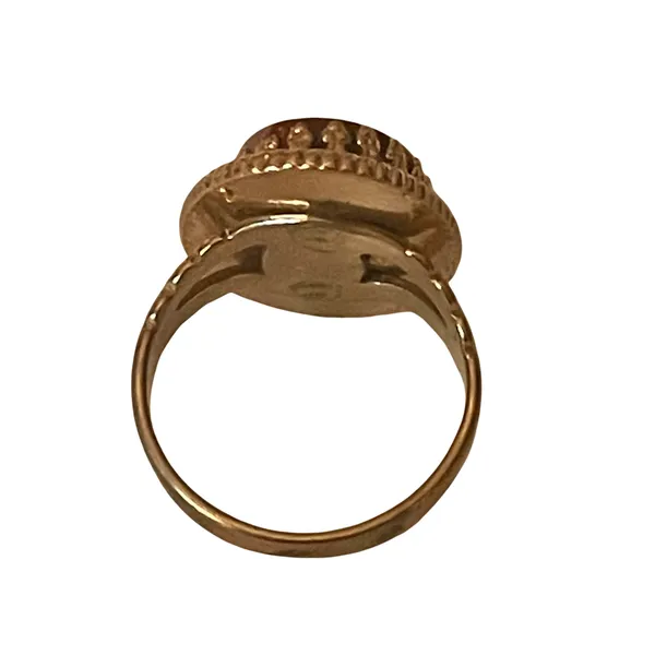 Vintage Ornate Oval Sparkly Gemstone Ring Gold - Image 4