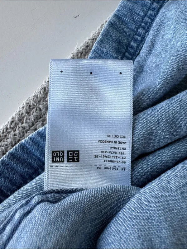 Uniqlo Light Wash Cotton Denim Boatneck Tunic Jean Shirt Top Sz XL - Image 6