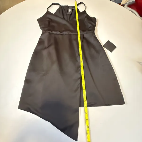Lulus Black Wrap Mini Dress Surplice Neck Satin Finish Cocktail Party Size M NWT - Image 9