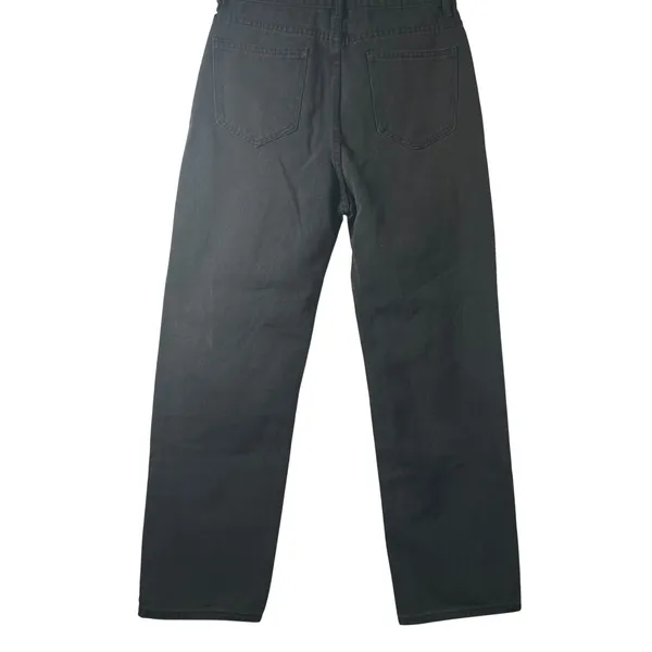Black Distressed‎ Ripped Jeans Women's Size S Wide Leg Baggy Denim Pants - Image 2