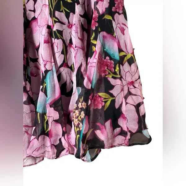 ICE Floral Pleated Skirt Black Pink Size‎ 6 - Image 5