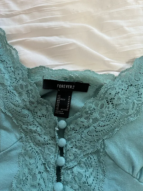 Forever 21 Teal Button Up Lace Bodysuit - Image 4