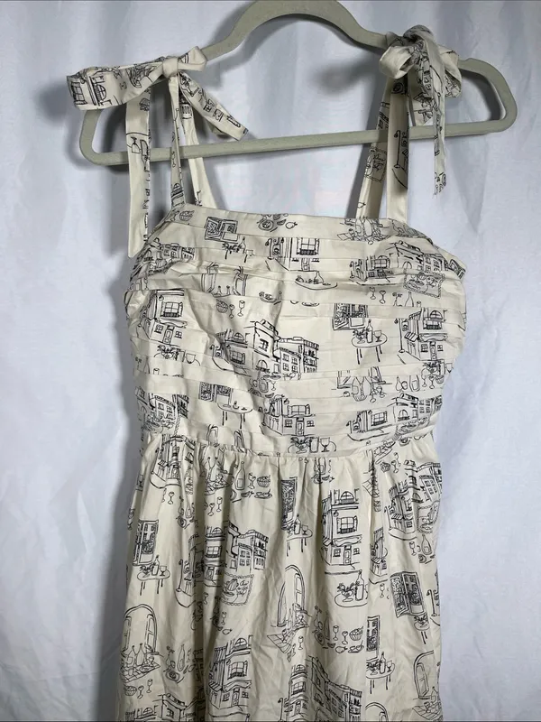 Abercrombie & Fitch Womens Emerson Italy Theme Dress Cream Black Medium - Image 3