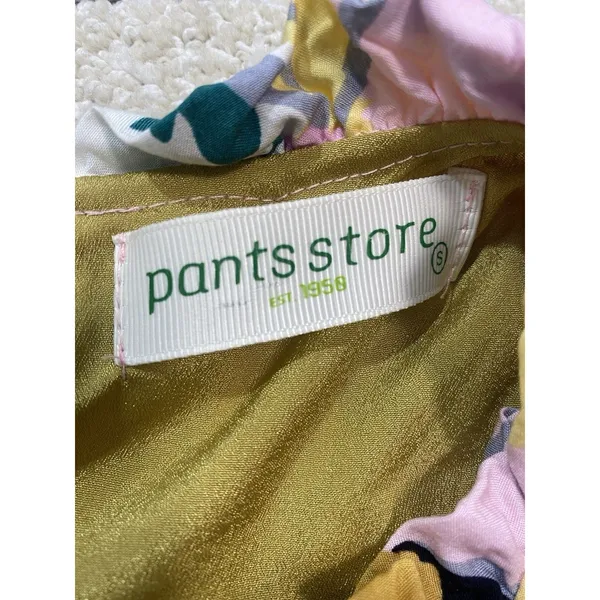 pantsstore Floral Ruffle Maxi Dress Pom Pom Accents Pink Yellow Green Size S - Image 10