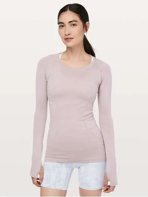 Lululemon Swiftly Tech Long Sleeve Crew tee thumb holes Smoky Blush porcelain - Image 5