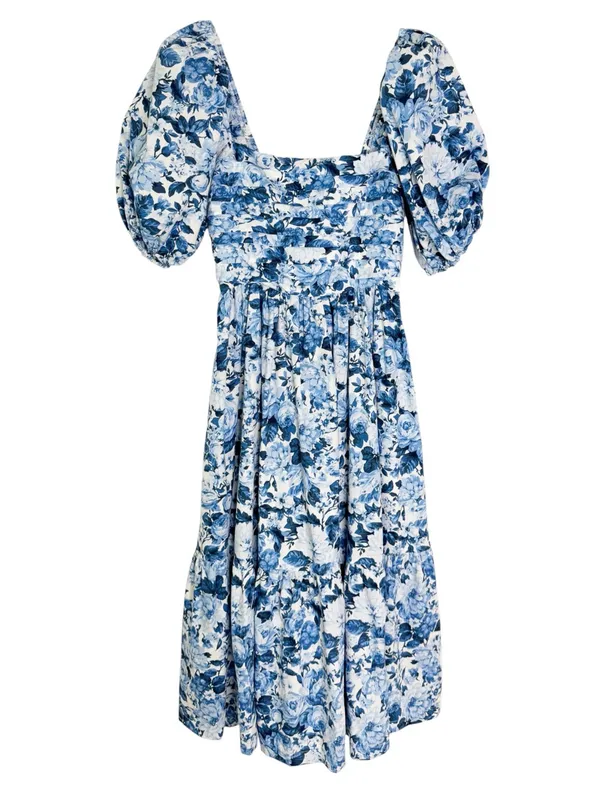 Abercrombie & Fitch Emerson Blue Floral Midi Dress Size XS - Image 4