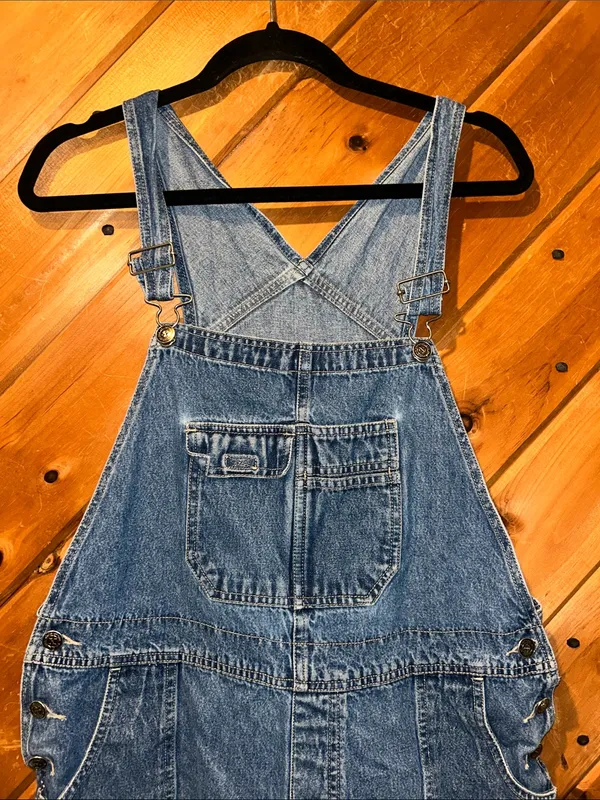 90s Xhilaration raw hem denim short overalls - Image 2