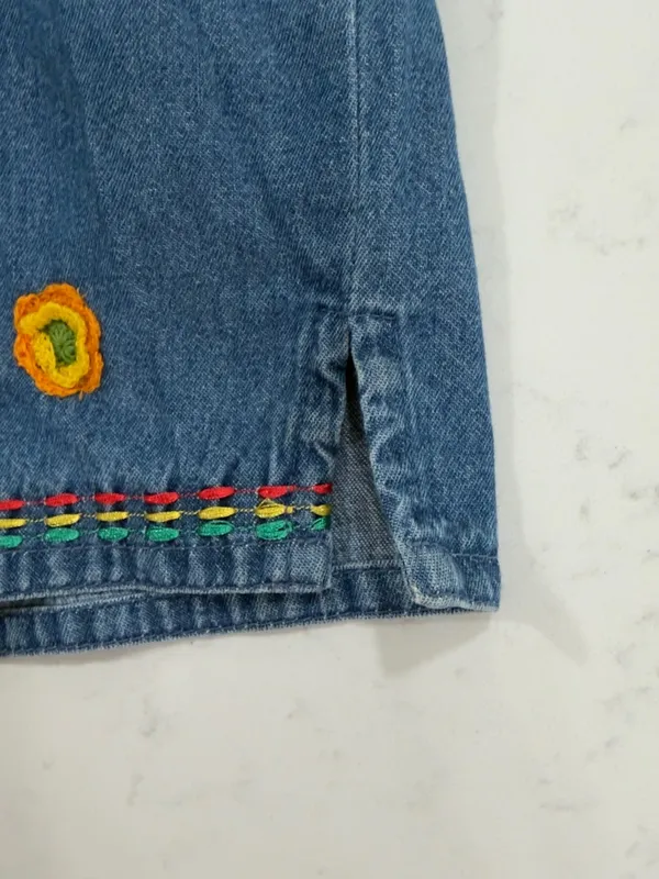 Vintage Embroidered Blue Denim Button-Up Shirt - Image 10