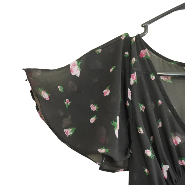 Betsey Johnson‎ Vintage Urban Outfitters Black Rosebud Sheer Floral Maxi Dress - Image 3