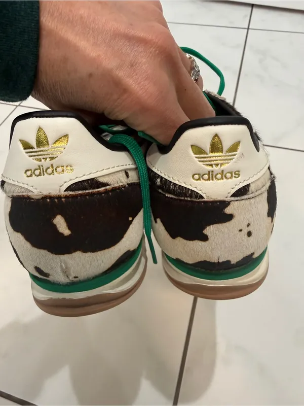 adidas Cow Print Sneakers w/ Green Laces - 7.5 - like new / pony hair (runs big) - Image 7