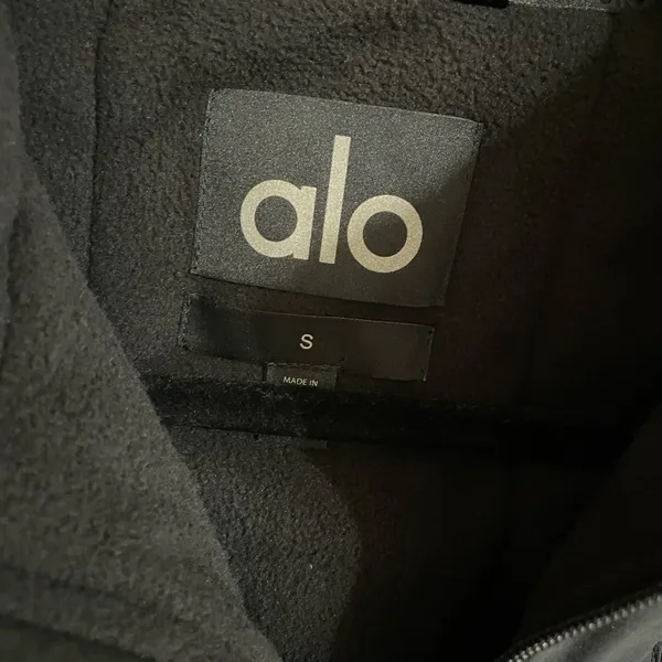 Alo Yoga NWT Polar Fleece Cropped Wintry Mix Full Zip Jacket Black Size S - Image 9