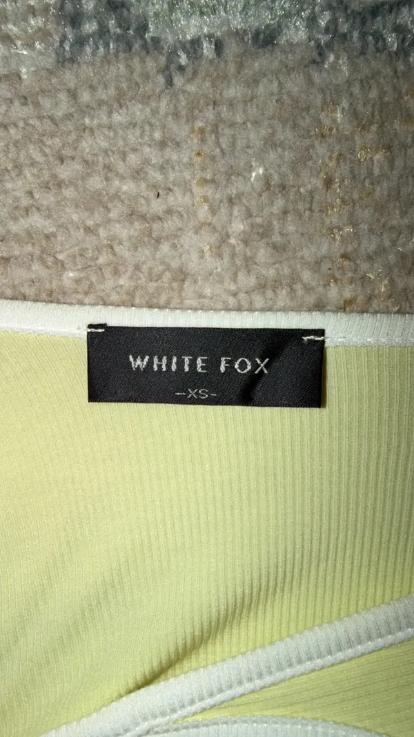 WHITE FOX XS Light Yellow Ribbed Sleeveless Bodycon Mini Dress - Image 4