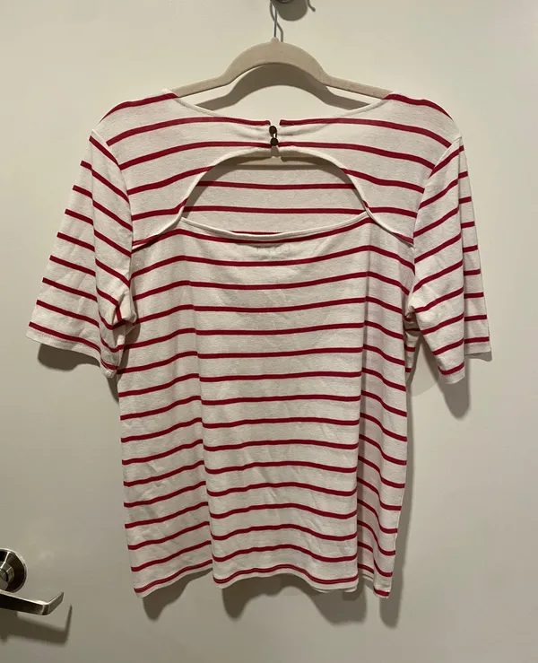 Loft White & Pink Striped Top - Image 3