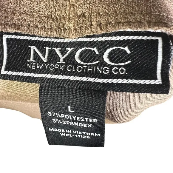 NYCC Button Front Belted Midi Skirt Womens L Taupe Stretch‎ Utility Corporate - Image 5