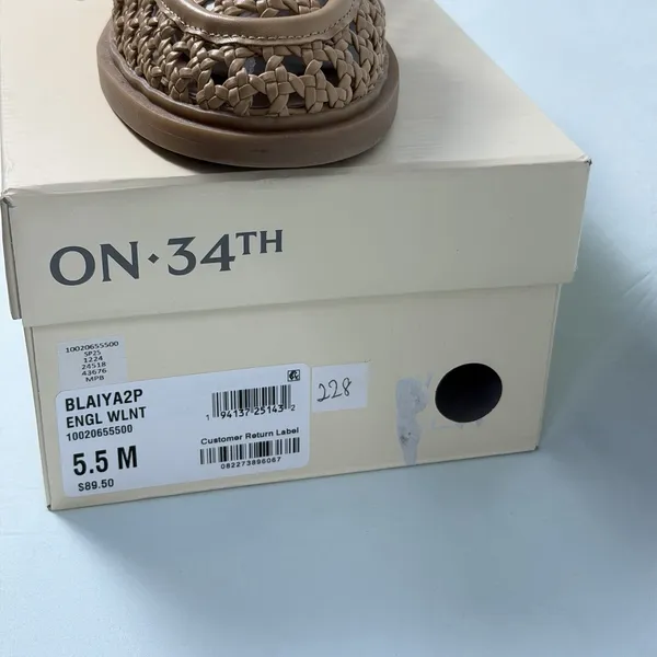 On 34th Size-5.5M Women's Blaiya Tan Loafers Flats Shoes‎ Woven - Image 3