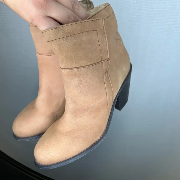 Santa Fe Boot Co Womens Tan Leather Ankle Boots Block Heel SFW112 Size 10M - Image 3