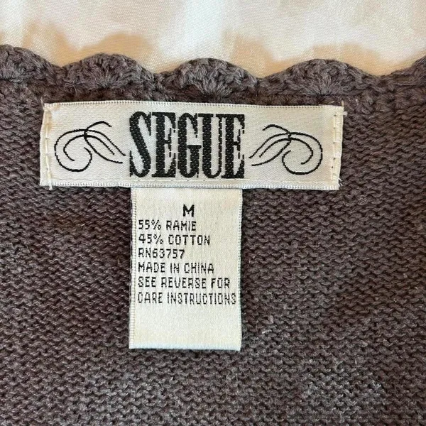Vintage Segue Sweater Vest Medium Grey Floral Embroidered Fairycore - Image 8