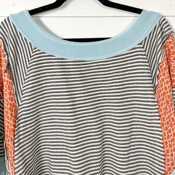 Ces Femme Striped Patchwork Print Long Sleeve Knit Top, EUC, Size Small - Image 8