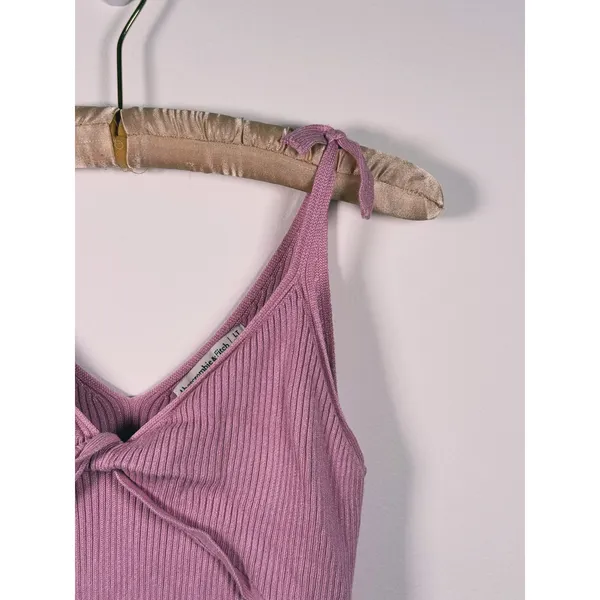 Abercrombie Sleeveless Twist Front Ribbed Midi Dress Size L Tall Pink Romantic - Image 13