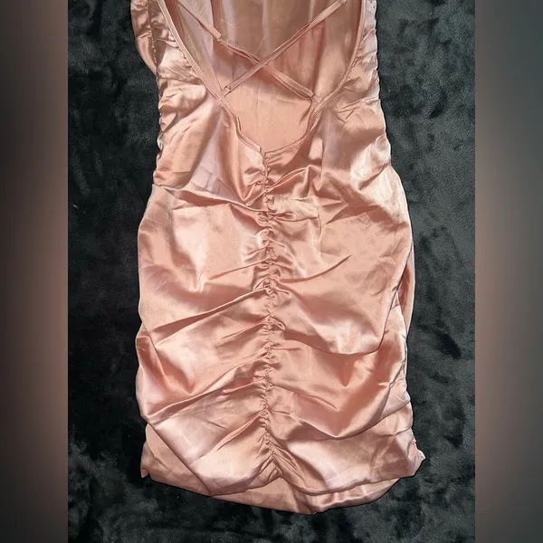 Oh Polly Sweetener Backless Ruched Satin Mini Dress Size 4 - Image 11