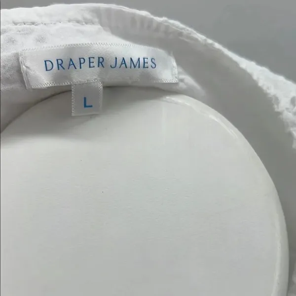 Draper James White Puff Sleeve Ruffled Eyelet Blouse - Image 2