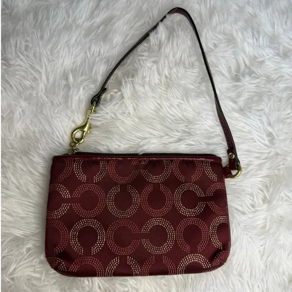 COACH Burgundy / red Signature Canvas Wristlet - Image 2