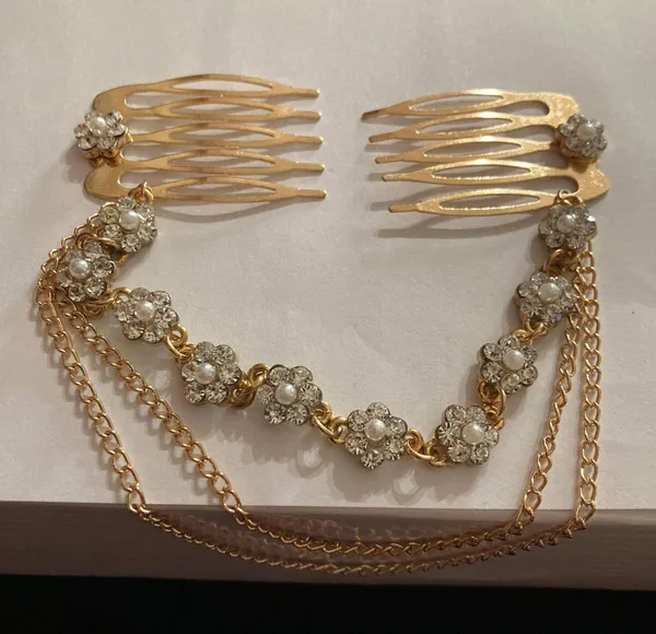 SLBRIDAL Wired crystal rhinestone hair comb Chain hair accessories - Image 2