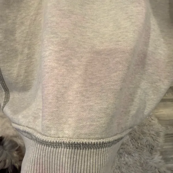 Abercrombie & Fitch Light Gray Hoodie with Stripes size medium - Image 6