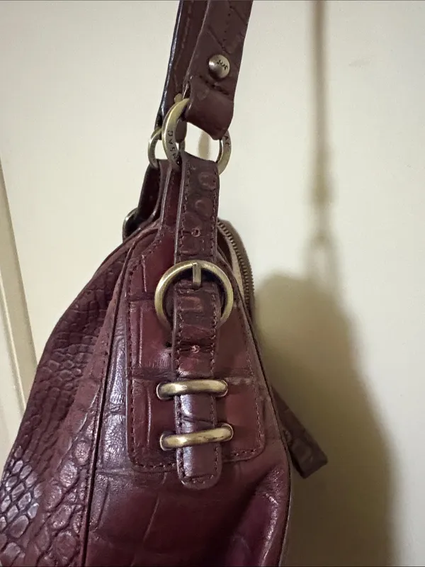 Monsac Croc-Embossed Hobo Bag in Burgundy - Image 5
