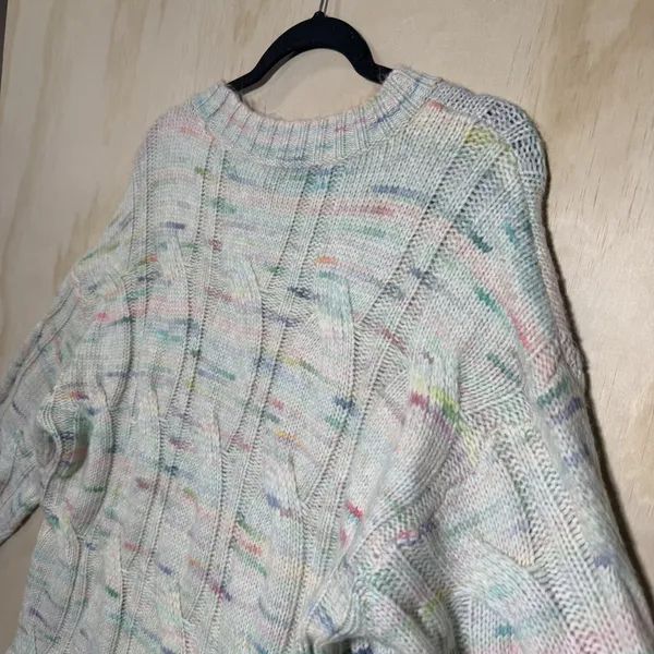 American Eagle Sweater‎ Womens M Pastel Knit Cable Crewneck Cozy Soft - Image 9