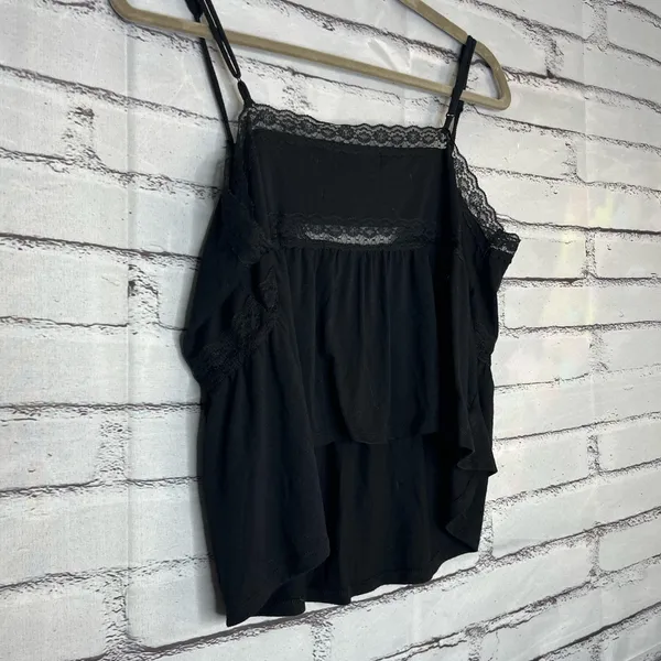 Aeropostale Black Crop Top Camisole Spaghetti Straps Lace SZ XL Flowy V-Neck - Image 10