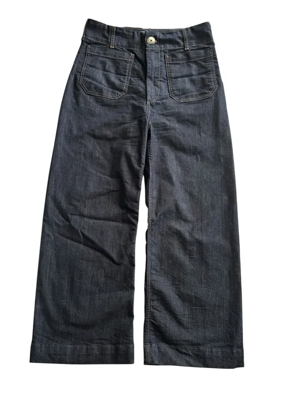 Maeve Colette High-Rise Wide-Leg Cropped Jeans Dark Denim Size 29 - Image 7