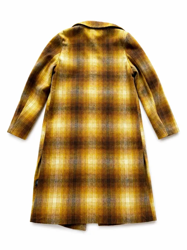 Angie Yellow and Brown Plaid Trench Coat - Image 2