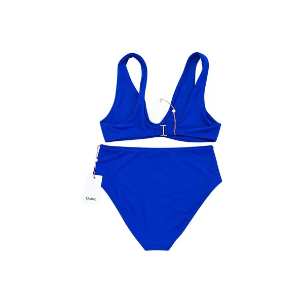 Quince Italian Fabric Plunge Bikini In Electric Blue Size Large New with Tags - Image 2