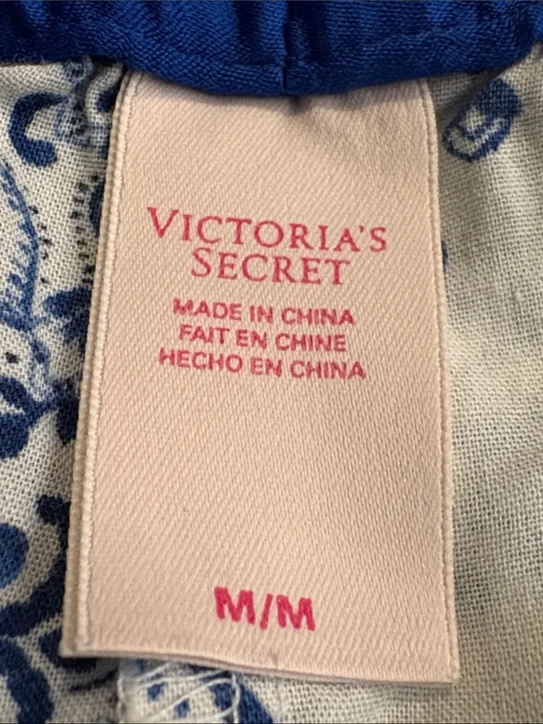 Victoria's Secret Medium White and Blue Floral Lace Trim Pajama Shorts - Image 3