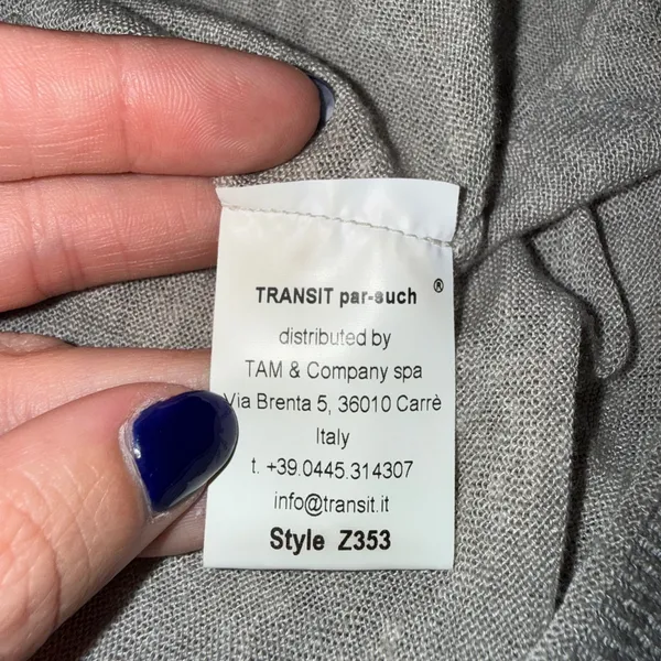 Transit par-such Knit Dress Women 1 Grey Excellent Linen Blend V-Neck Italy Z353 - Image 3