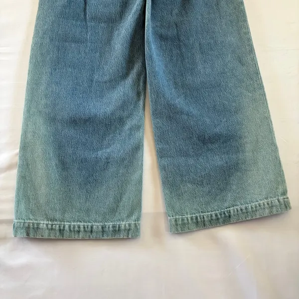 PAIGE Anessa Drawstring Wide Leg Jeans Light Wash Denim Size 27 - Image 5