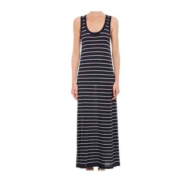 VINCE Dress Women's XXS Navy Blue White Striped Cotton‎ Sleeveless Tank Maxi - Image 3