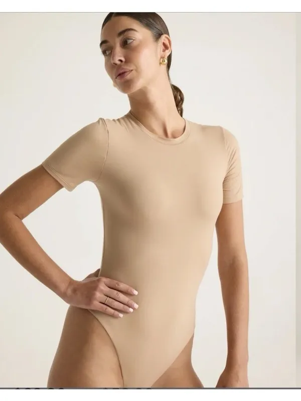 Quince Second Skin T-Shirt Bodysuit Sand Beige Size XL - Image 2