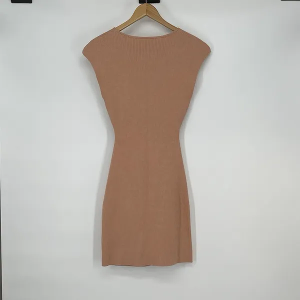 Wilfred Free Aritzia‎ Pink Ribbed Knit Cutout Mini Dress Medium - Image 2