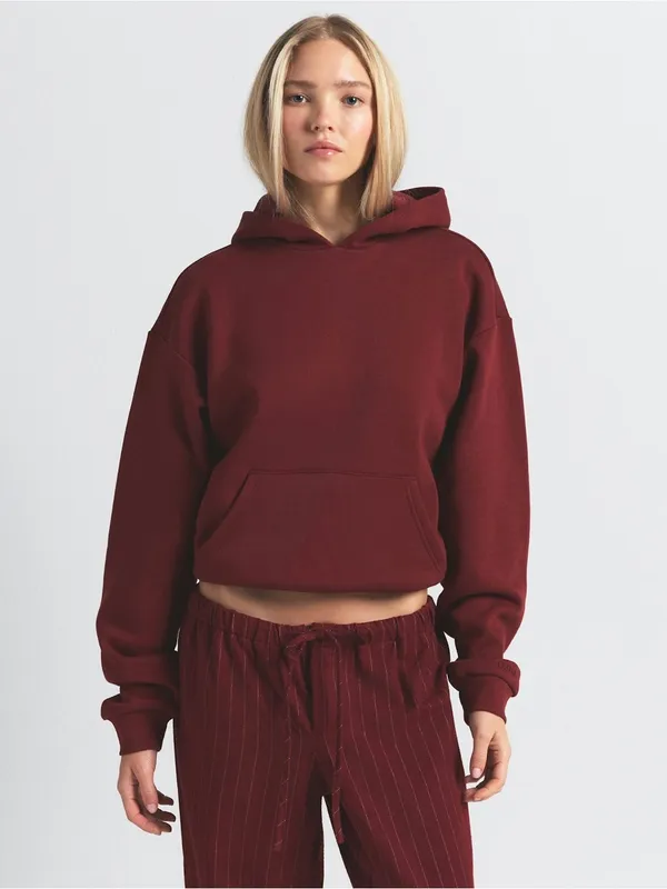 Skims (Gar) Cotton Fleece Classic Pullover Hoodie (8365) | Merlot | Size Small - Image 4