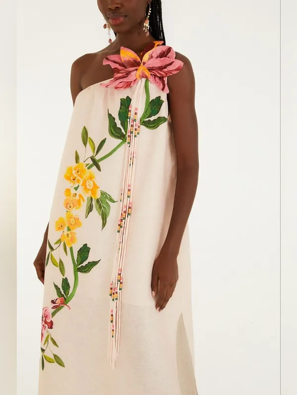 NWT Farm Rio pink garden terrace 3d one-shoulder maxi dress Size Small - Image 8