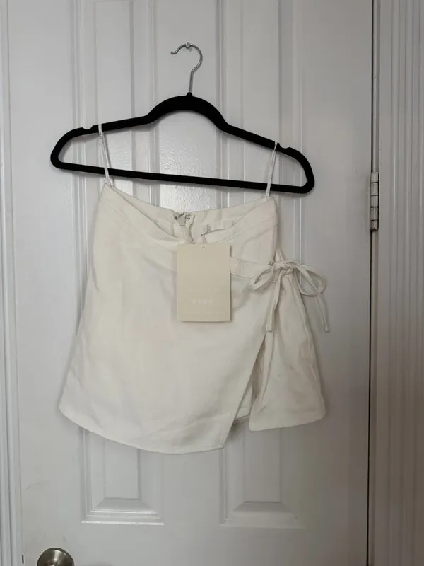 NWT Sabo Skirt Alani White Linen Wrap Mini Skort - Image 2