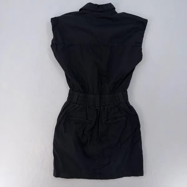 PISTOLA Rosie Black Utility Mini Shirt Dress Snap Front Elastic Waist Size XS - Image 13
