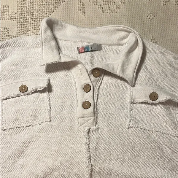 Free People Rowan White Button-Up Pullover - Image 2