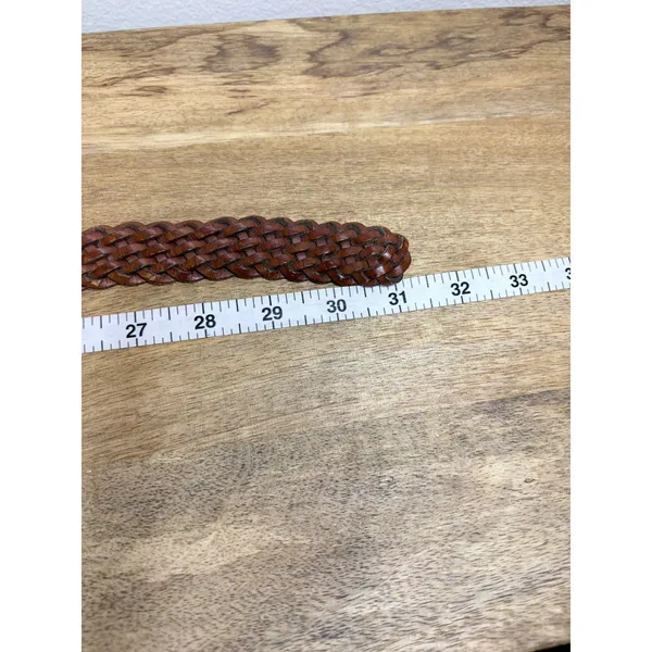 Abercrombie & Fitch Braided Leather Belt Cognac Brown Silver Buckle Womens S - Image 4
