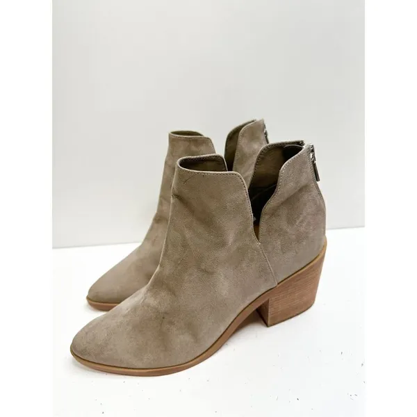 BP Boots Womens 10 Brynne Gray Block‎ Heel Cut Out Zip Western Booties - Image 3